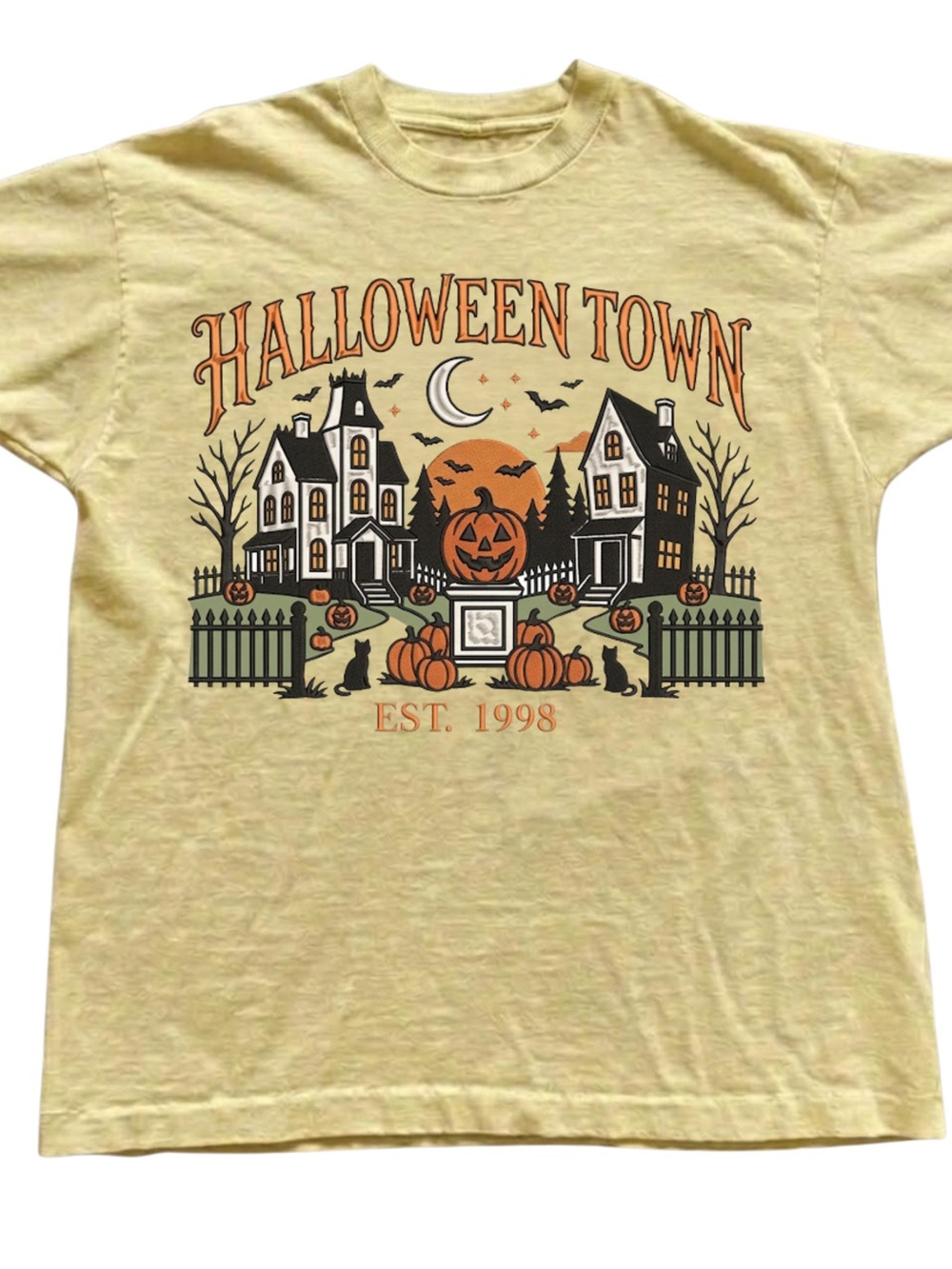 Gildan Yellow Halloween Town Graphic Tee, Gift For Her, For Him